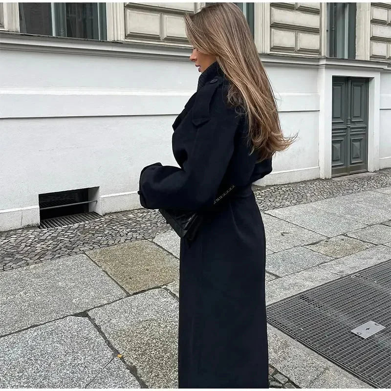 Casaco de Lã Mista com Frente Dupla para Mulheres