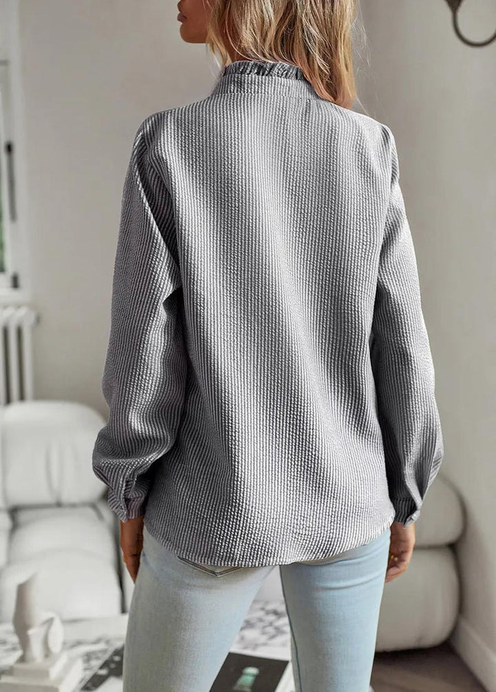 Elegante Blusa de Manga Longa de Algodão Feminina