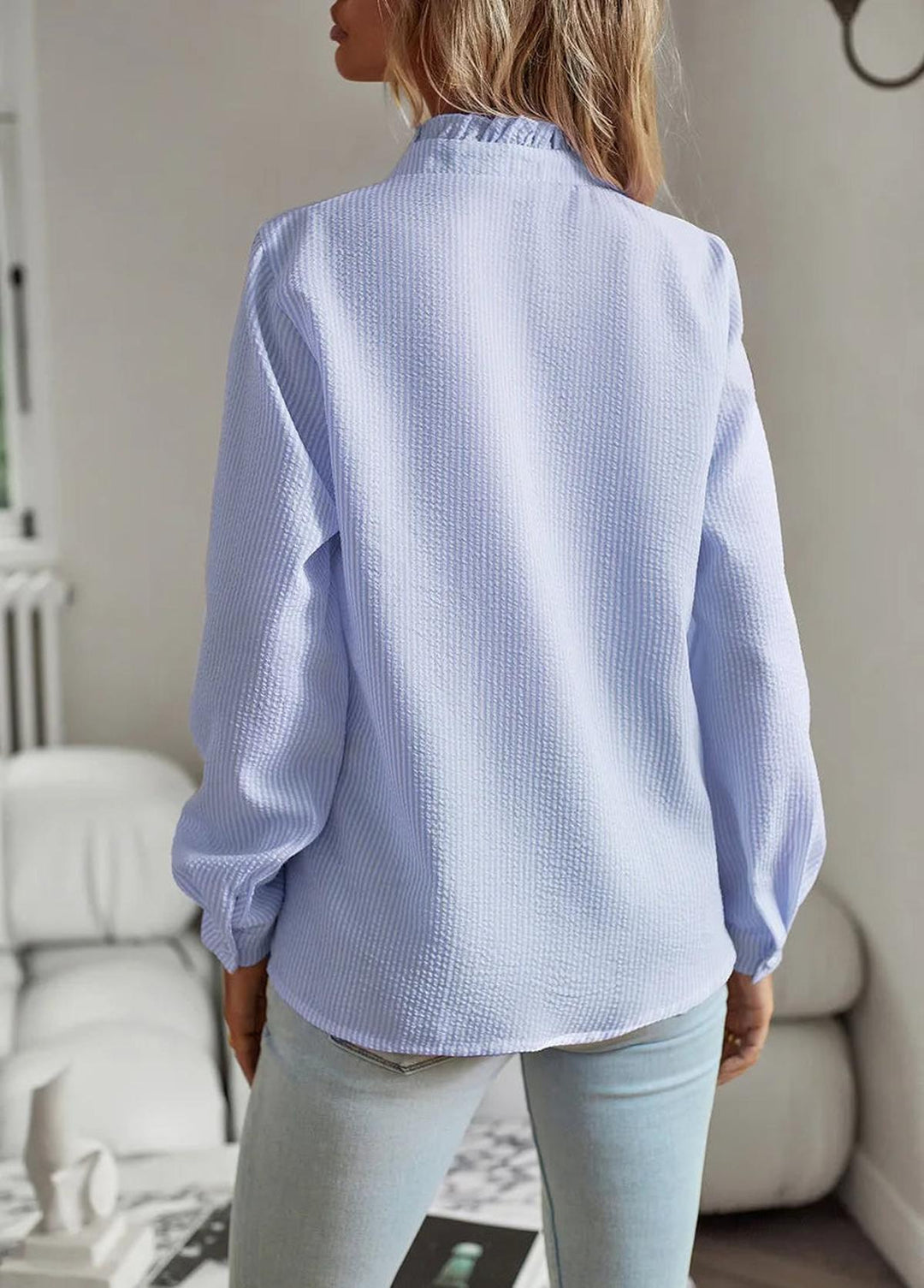 Elegante Blusa de Manga Longa de Algodão Feminina