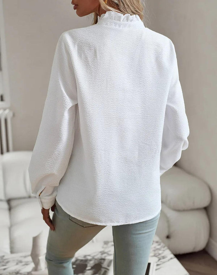 Elegante Blusa de Manga Longa de Algodão Feminina