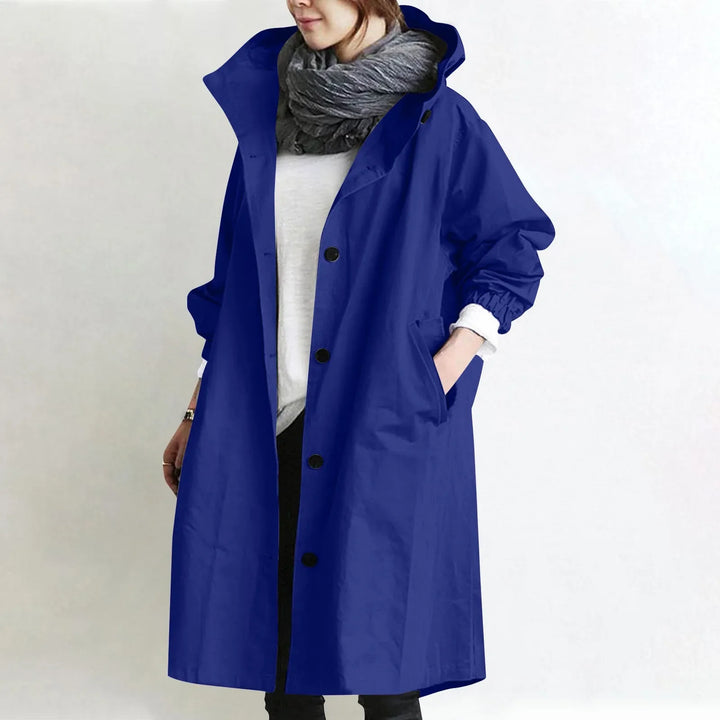 Casaco Trench Longo com Capuz Feminino