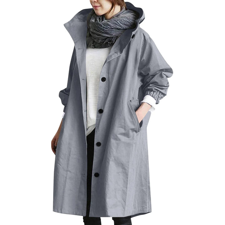 Casaco Trench Longo com Capuz Feminino