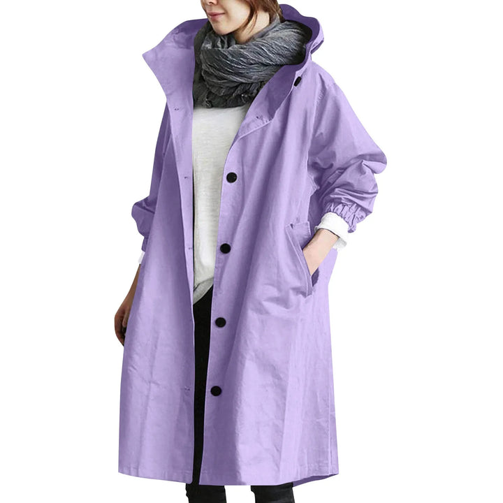 Casaco Trench Longo com Capuz Feminino