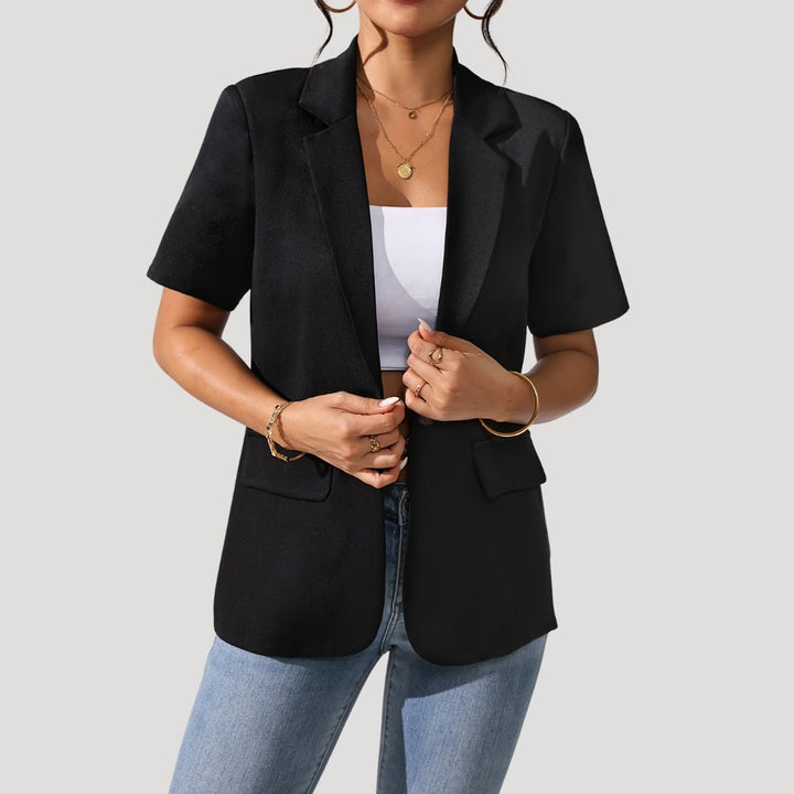 Blazer Clássico Feminino Preto com Mangas Curtas