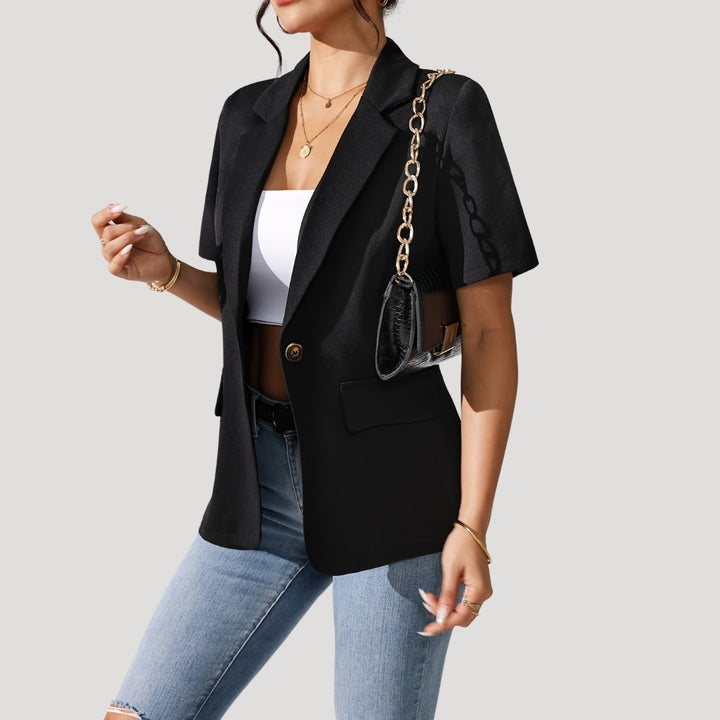 Blazer Clássico Feminino Preto com Mangas Curtas