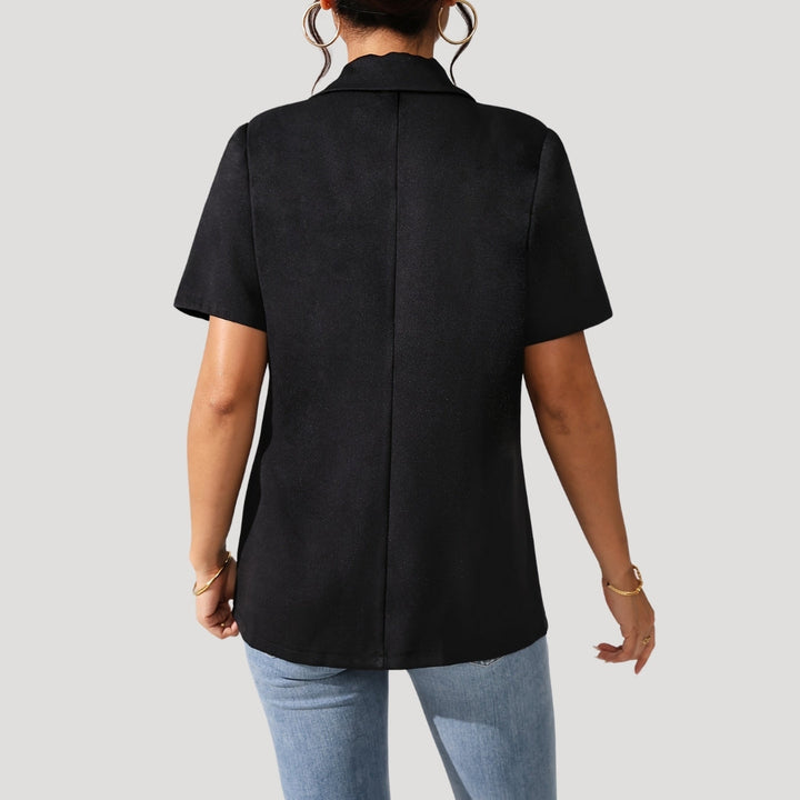 Blazer Clássico Feminino Preto com Mangas Curtas