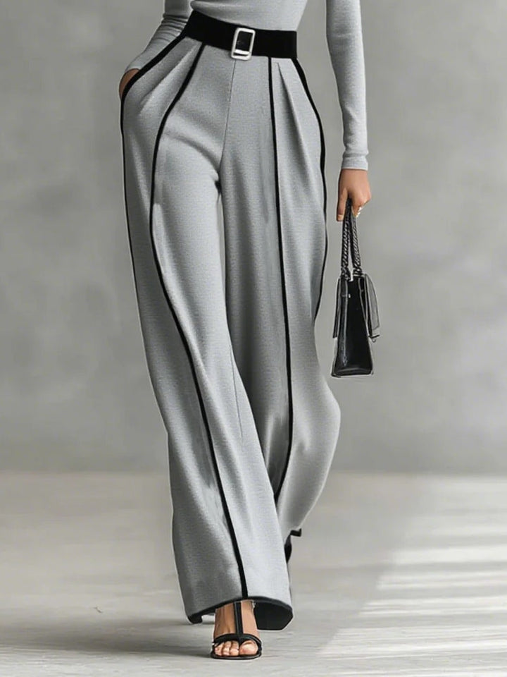 Céline | Conjunto Elegante com Gola Alta e Calças Amplas
