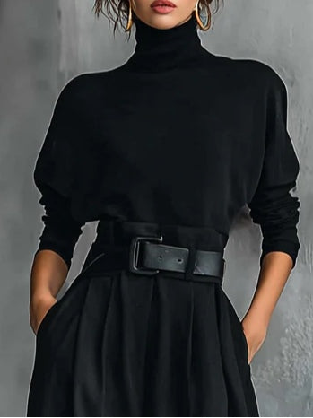 Victoire | Conjunto Preto com Gola Alta e Calças