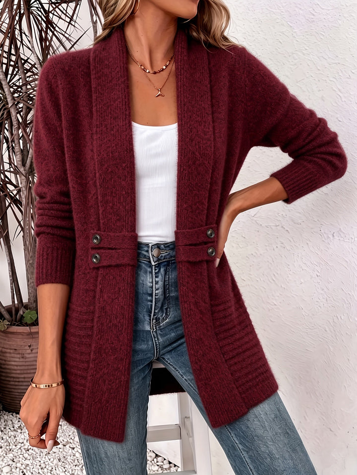 Xalviere | Cardigan Elegante para Senhoras - Frente Aberta & Cintura Ajustada