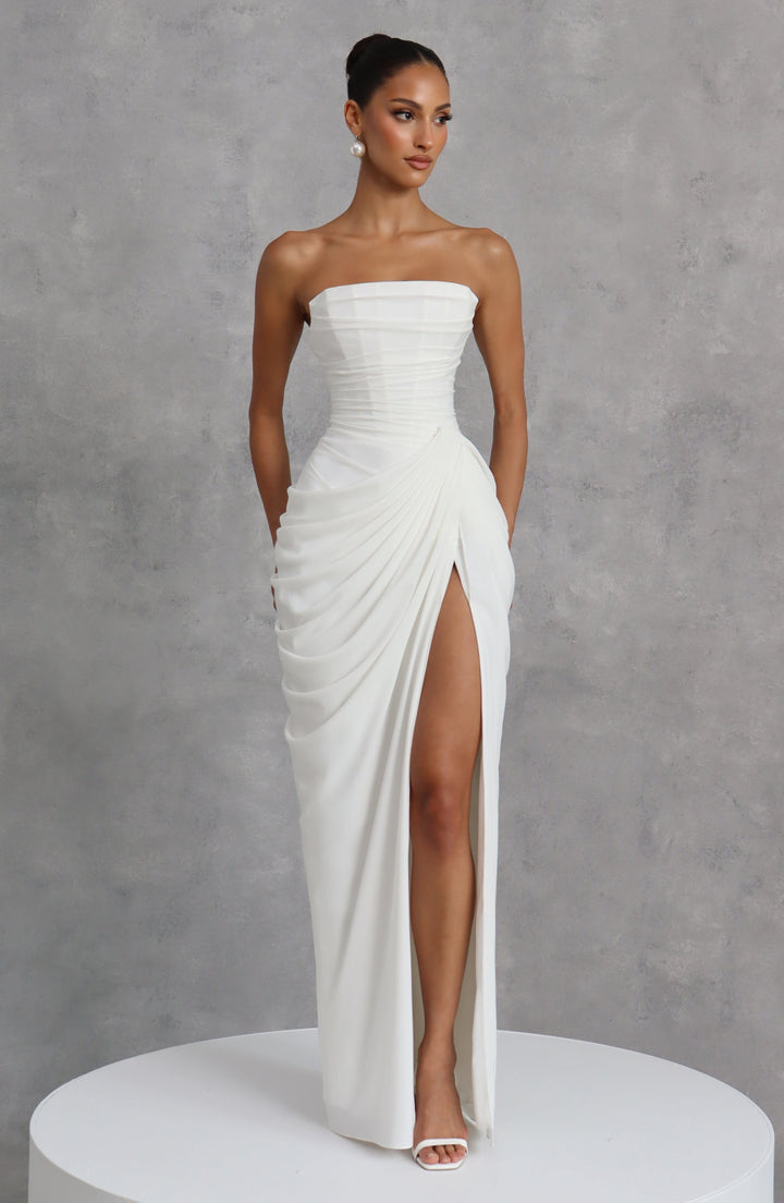 Vestido Longo com Corpete e Abertura - Estilo Palavra de Honra