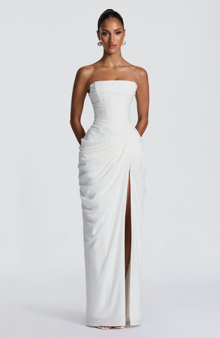 Vestido Longo com Corpete e Abertura - Estilo Palavra de Honra