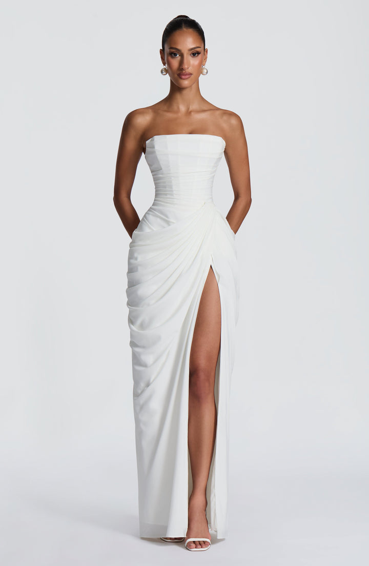 Vestido Longo com Corpete e Abertura - Estilo Palavra de Honra