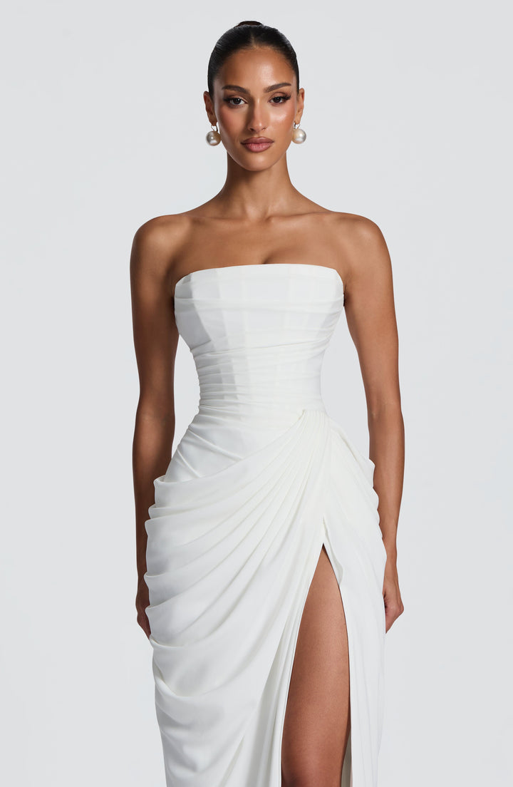 Vestido Longo com Corpete e Abertura - Estilo Palavra de Honra