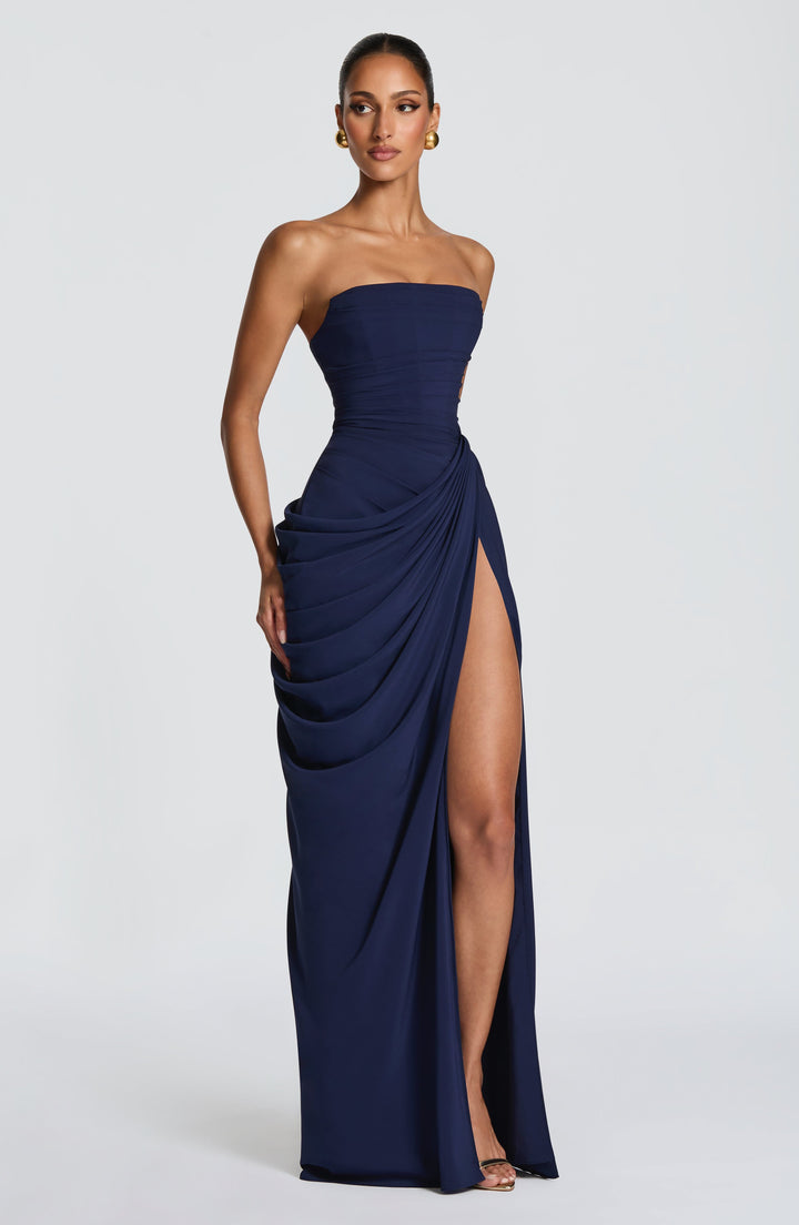 Vestido Longo com Corpete e Abertura - Estilo Palavra de Honra