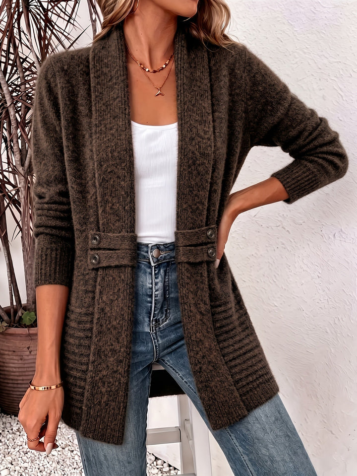 Xalviere | Cardigan Elegante para Senhoras - Frente Aberta & Cintura Ajustada