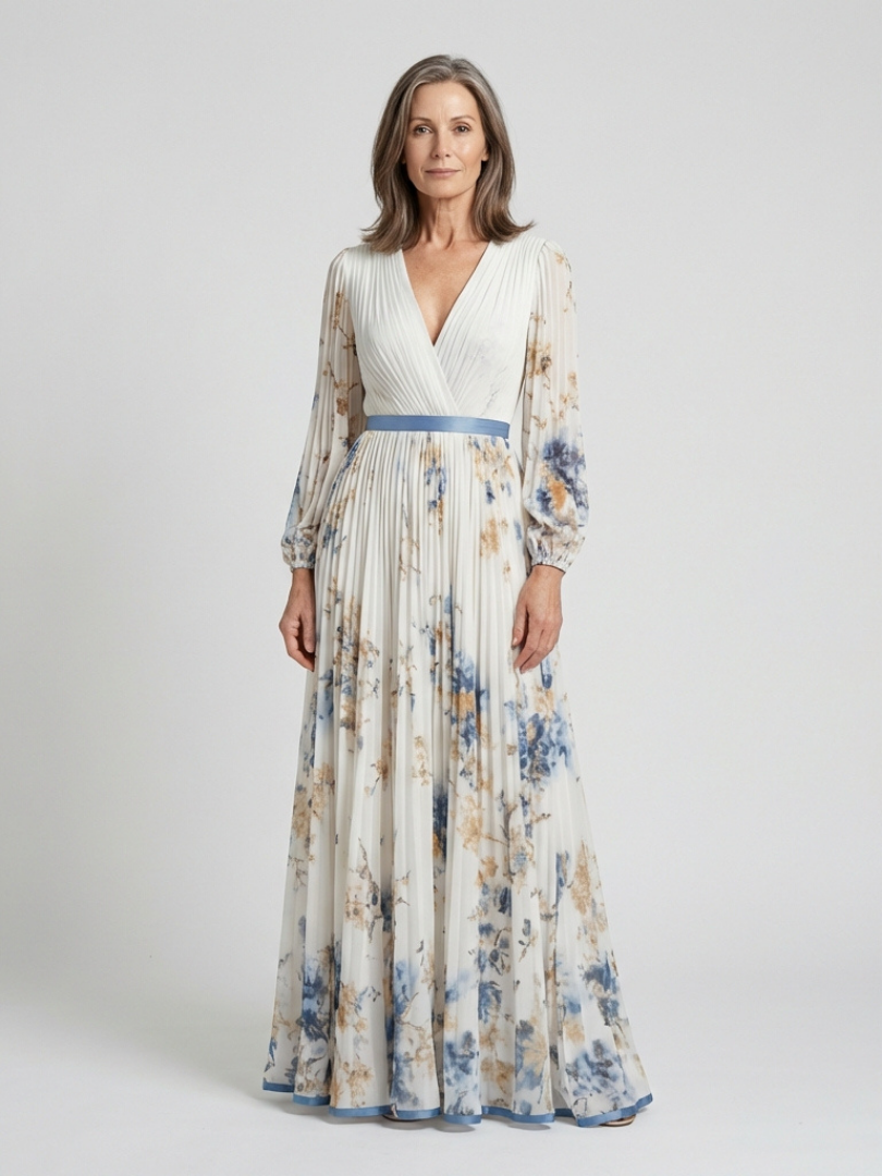 Anaïs | Vestido Maxi Floral com Mangas Longas