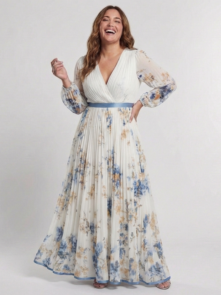 Anaïs | Vestido Maxi Floral com Mangas Longas