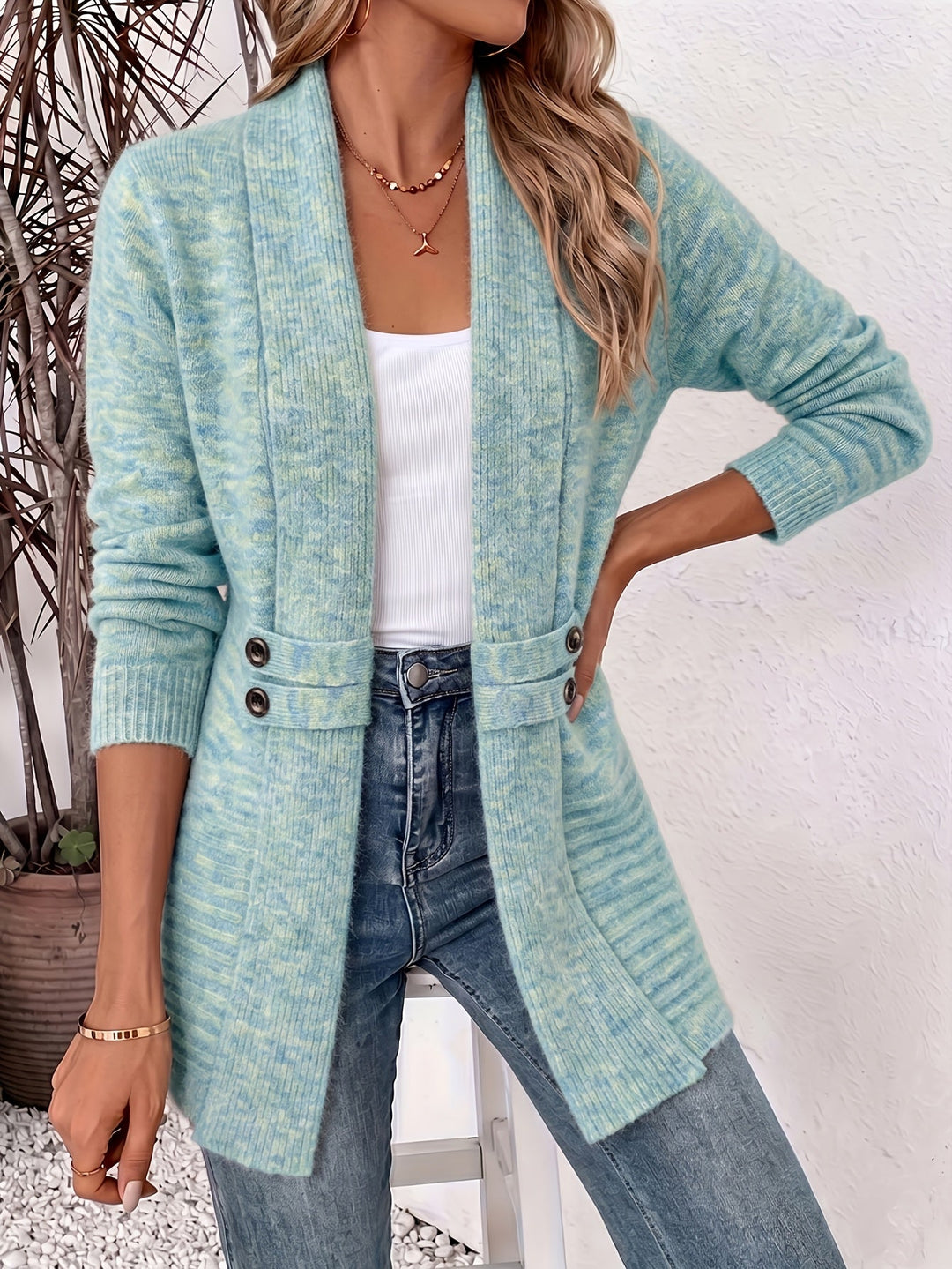 Xalviere | Cardigan Elegante para Senhoras - Frente Aberta & Cintura Ajustada