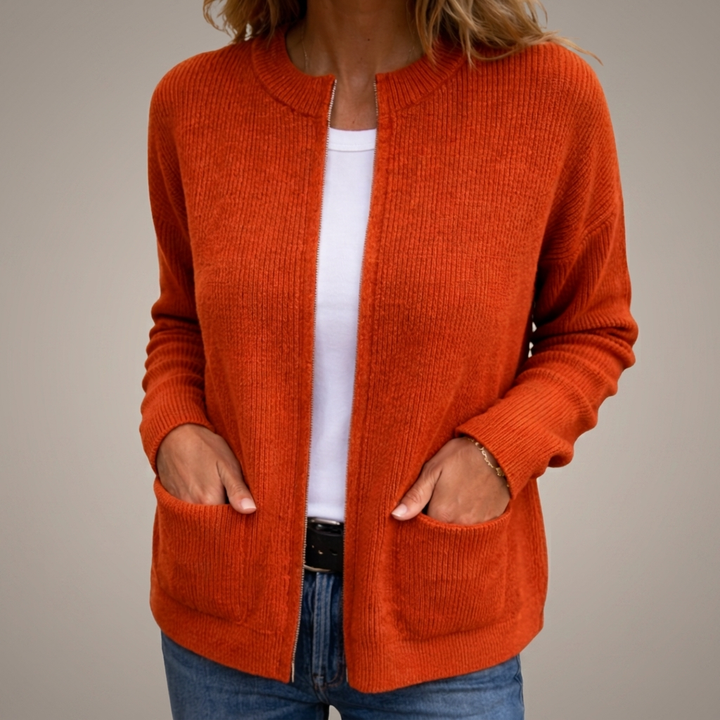 Colette | Colete Zippado em Malha Quente com Bolso