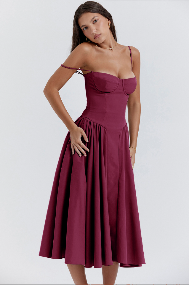 Sigrid | Midi Length Sleeveless Bustier Dress