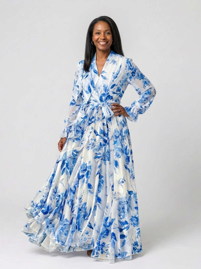Manon | Vestido maxi de mangas longas floral