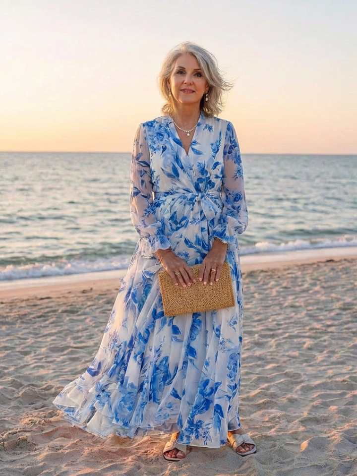 Manon | Vestido maxi de mangas longas floral