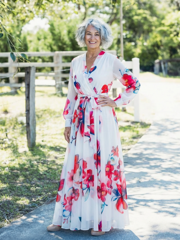 Manon | Vestido maxi de mangas longas floral